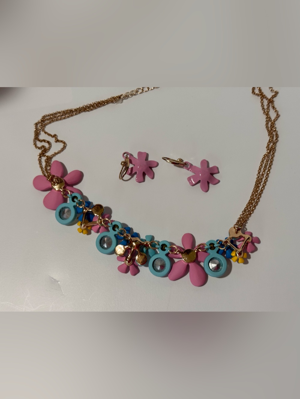 Betsy Johnson Flower Cluster necklace and earring set - Picture 6 of 6